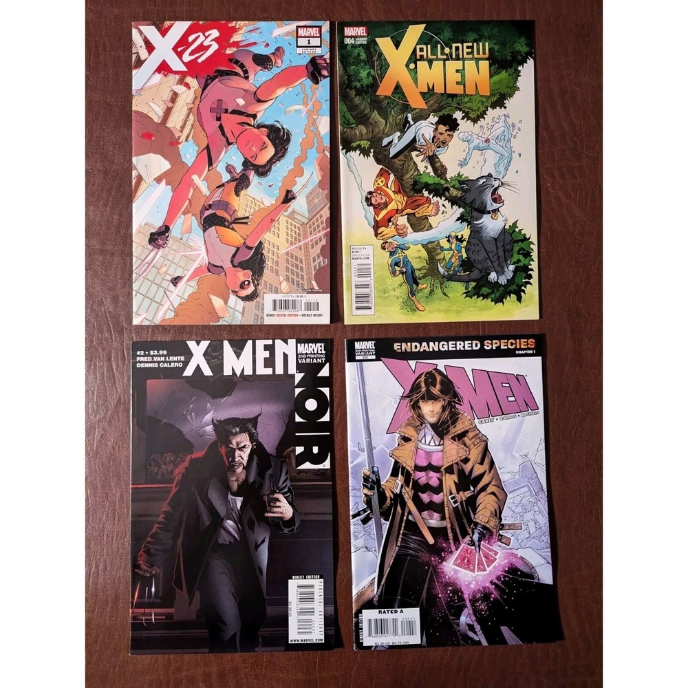 X-Men Variant Comic Lot‎ of 4 (2007–18) Brigman Noir X-23 Gambit VF to NM